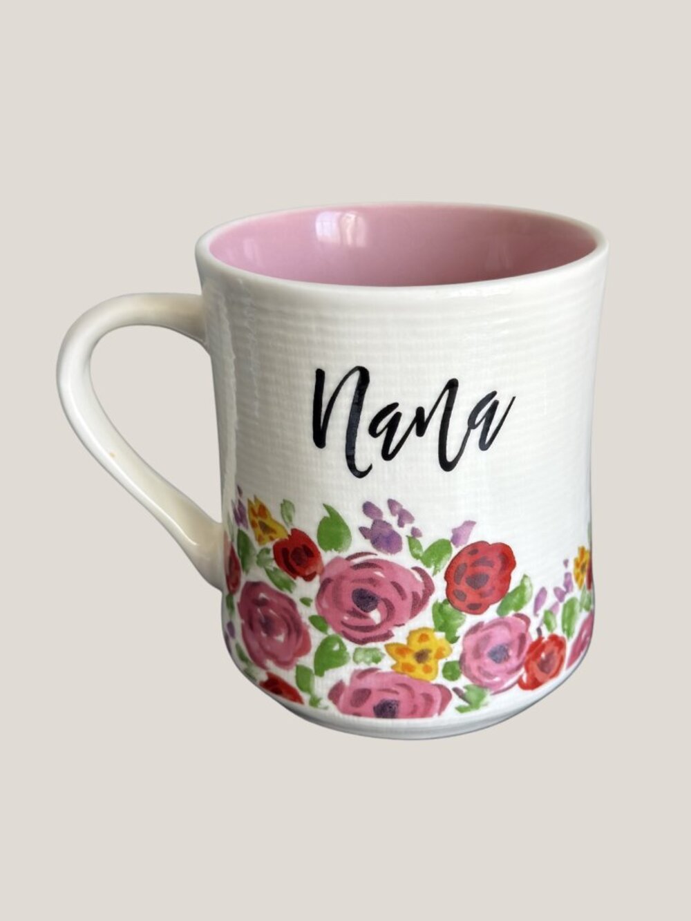 Sheffield Home Oversized Floral "Nana" Ceramic Coffee Mug Ribbed White